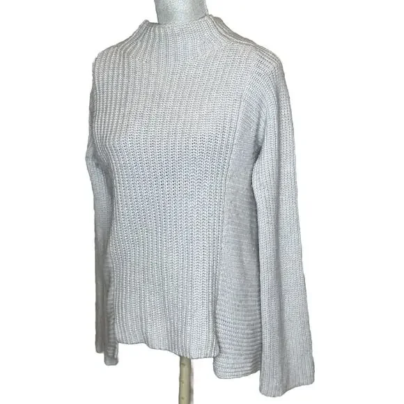 Intermix Wool/Cashmere Cream Pullover Mock Turtleneck Crop Sweater Sz M - Picture 4 of 14
